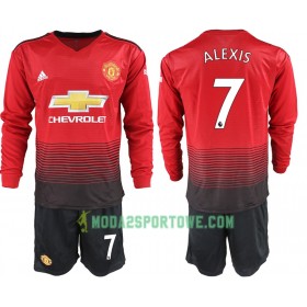 Koszulka Manchester United ALEXIS 7 Dziecięcy Domowe Stroje Piłkarskie 2018/19 Długi Rękaw